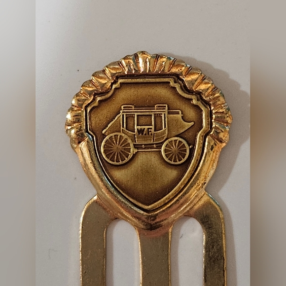 Vintage Brass "BOOK PAGE MARKER" or Money Clip - Stagecoach Design - Picture 2 of 4